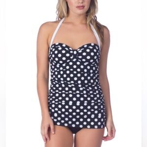 CHAPS Black and White Polka dot Swim Suit size 16